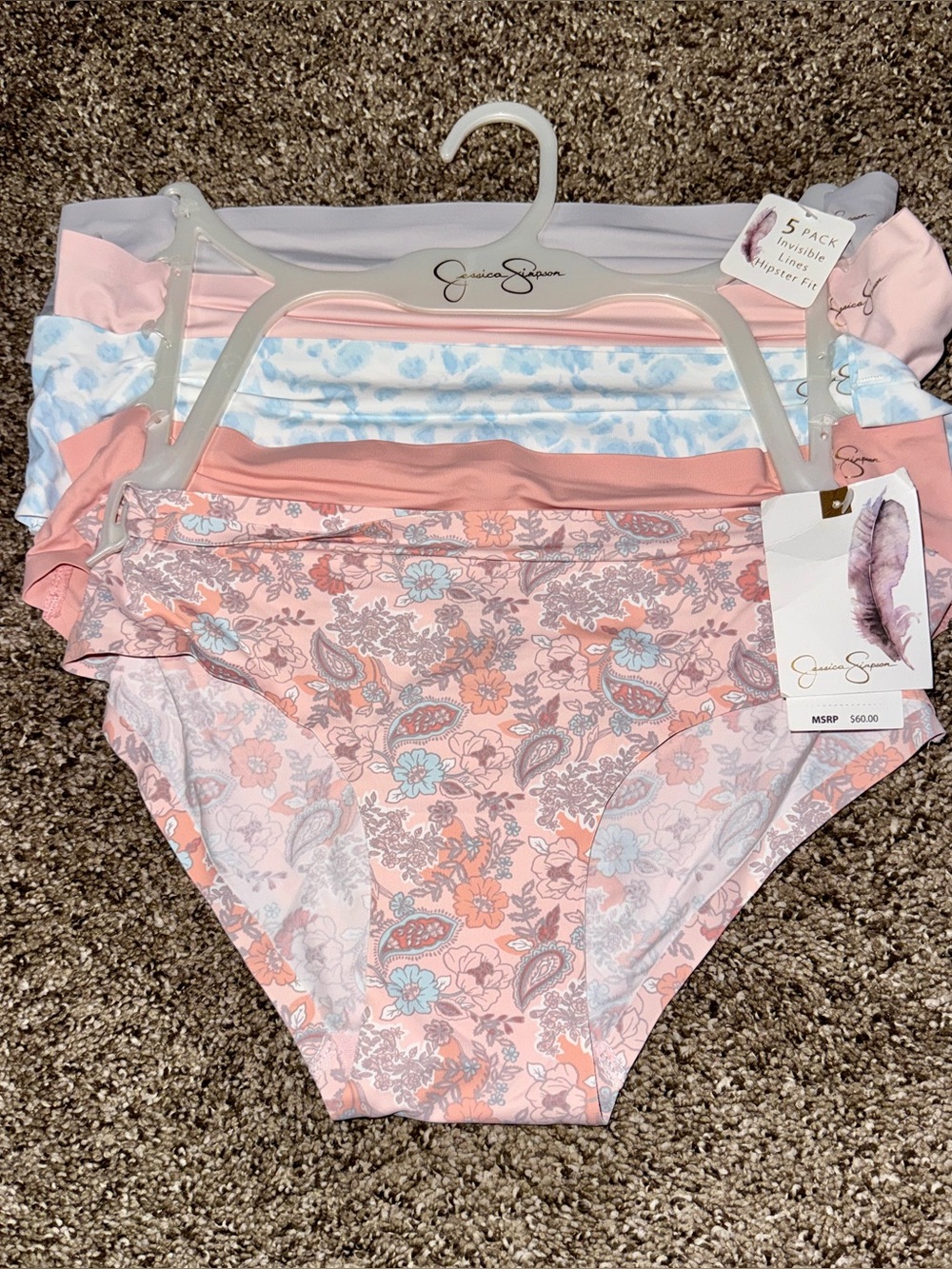 Jessica Simpson Women’s Pink & Light Blue Floral Bikini Bottoms - 5 Pack
